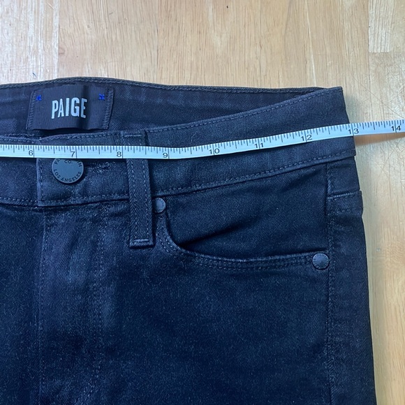 PAIGE Hoxton Straight Ankle Black Jeans Ruffle Distressed Hem - Picture 6 of 9